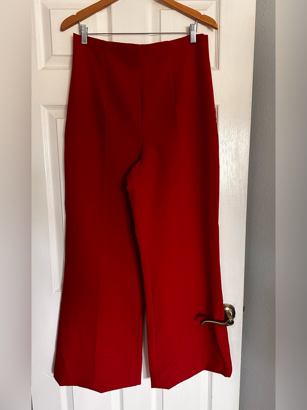 ZARA High-Waist Wide-Leg Red Pants